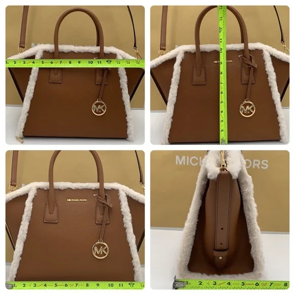 MICHAEL KORS AVRIL LARGE TOP ZIP SATCHEL LUGGAGE MULTI COLOR WITH FLUFFY - Picture 4 of 16